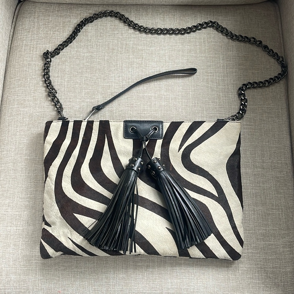 BADGELY MISCHKA Zebra Print Calf Hair Purse